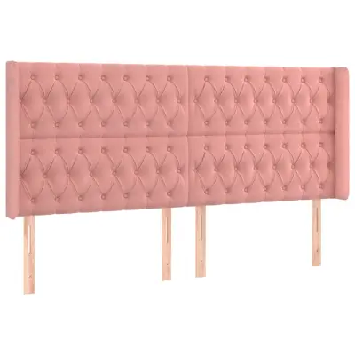 vidaXL Vzglavje z ušesi roza 183x16x118/128 cm žamet