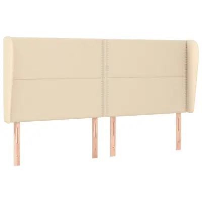 vidaXL Vzglavje z ušesi krem 203x23x118/128 cm blago