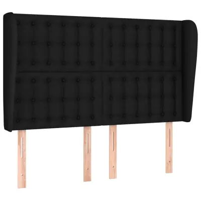 vidaXL Vzglavje z ušesi črno 147x23x118/128 cm blago