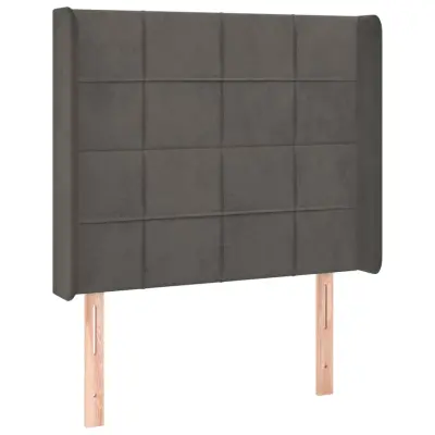 vidaXL Vzglavje z ušesi temno sivo 83x16x118/128 cm žamet