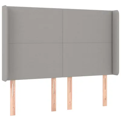 vidaXL Vzglavje z ušesi svetlo sivo 147x16x118/128 cm blago