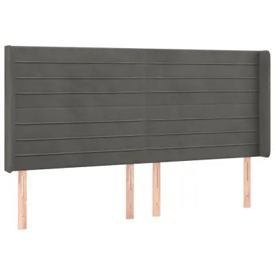 vidaXL Vzglavje z ušesi temno sivo 163x16x118/128 cm žamet