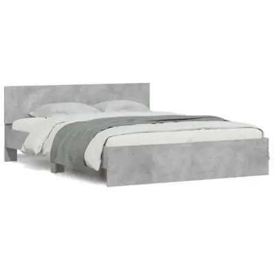 vidaXL Posteljni okvir z vzglavjem betonsko siv 150x200 cm