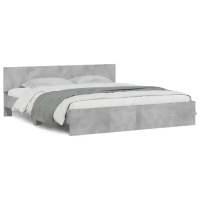 vidaXL Posteljni okvir z vzglavjem betonsko siv 200x200 cm