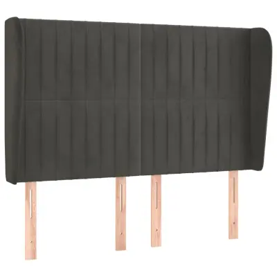 vidaXL Vzglavje z ušesi temno sivo 147x23x118/128 cm žamet
