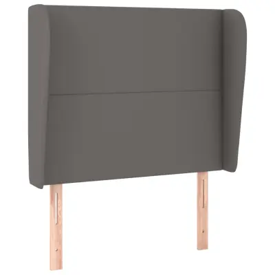 vidaXL Vzglavje z ušesi sivo 103x23x118/128 cm umetno usnje