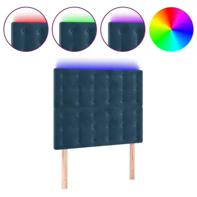 vidaXL LED posteljno vzglavje temno modro 90x5x118/128 cm žamet