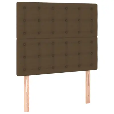 vidaXL Posteljno vzglavje 2 kosa temno rjavo 80x5x78/88 cm blago