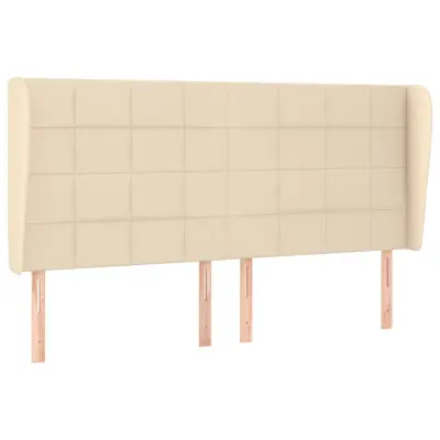 vidaXL Vzglavje z ušesi krem 163x23x118/128 cm blago