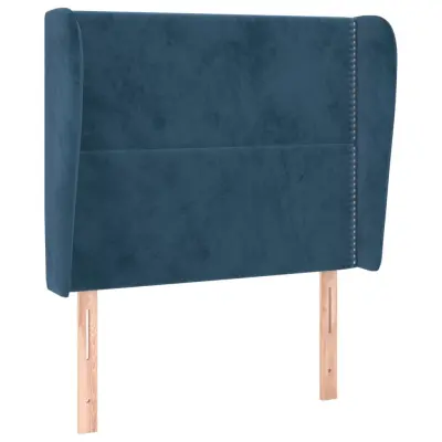 vidaXL Vzglavje z ušesi temno modra 103x23x118/128 cm žamet