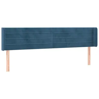 vidaXL Vzglavje z ušesi temno modro 183x16x78/88 cm žamet
