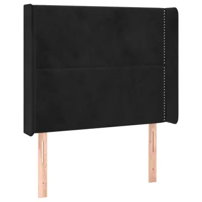 vidaXL Vzglavje z ušesi črno 93x16x118/128 cm žamet