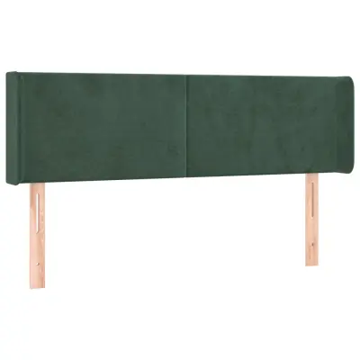 vidaXL Vzglavje z ušesi temno zeleno 147x16x78/88 cm žamet