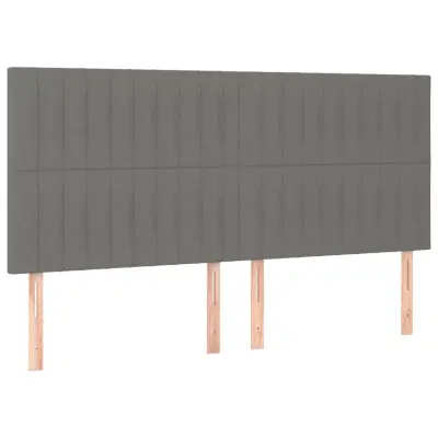 vidaXL Posteljno vzglavje 4 kosa temno siv 80x5x78/88 cm blago