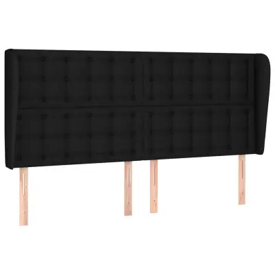 vidaXL Vzglavje z ušesi črno 203x23x118/128 cm blago