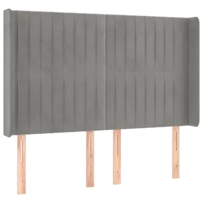 vidaXL Vzglavje z ušesi svetlo sivo 147x16x118/128 cm žamet