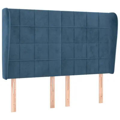 vidaXL Vzglavje z ušesi temno modra 147x23x118/128 cm žamet