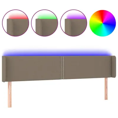 vidaXL LED posteljno vzglavje taupe 183x16x78/88 cm blago