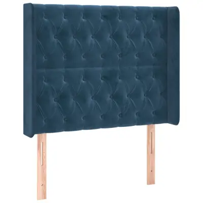 vidaXL Vzglavje z ušesi temno modro 93x16x118/128 cm žamet