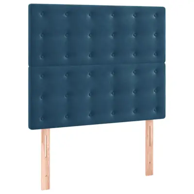 vidaXL Posteljno vzglavje 2 kosa temno modro 90x5x78/88 cm žamet