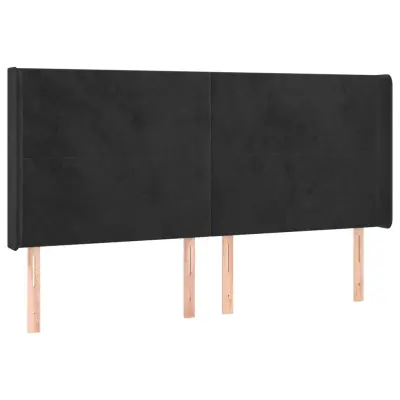 vidaXL Vzglavje z ušesi črno 183x16x118/128 cm žamet