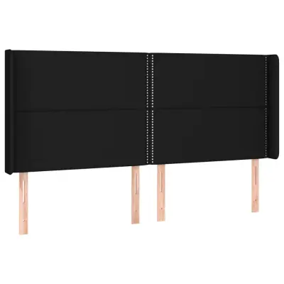 vidaXL Vzglavje z ušesi črno 203x16x118/128 cm blago