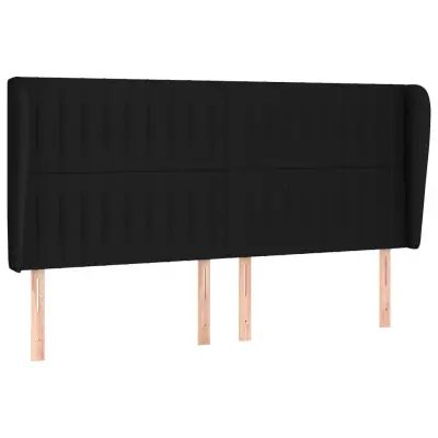 vidaXL Vzglavje z ušesi črno 163x23x118/128 cm blago
