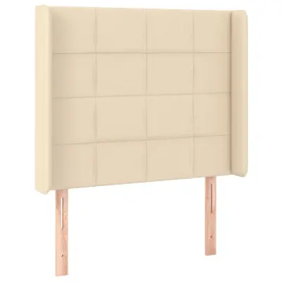 vidaXL Vzglavje z ušesi krem 103x16x118/128 cm blago