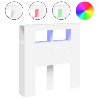 vidaXL LED posteljno vzglavje belo 100x18,5x103,5 cm inženirski les