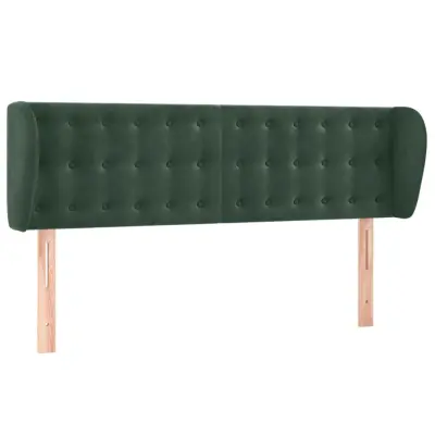 vidaXL Vzglavje z ušesi temno zeleno 147x23x78/88 cm žamet