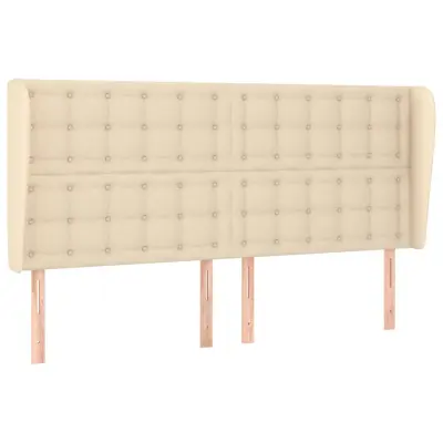 vidaXL Vzglavje z ušesi krem 163x23x118/128 cm blago