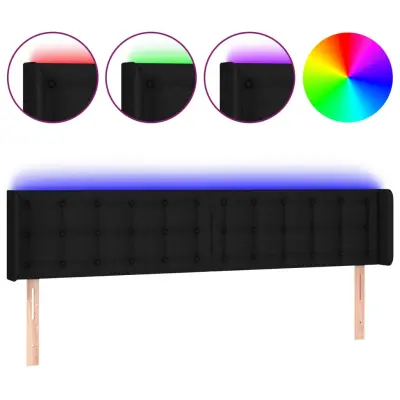 vidaXL LED posteljno vzglavje črno 163x16x78/88 cm blago