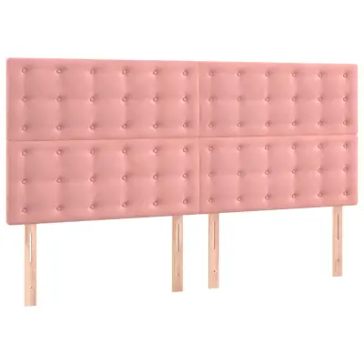 vidaXL Posteljno vzglavje 4 kosa roza 80x5x78/88 cm žamet