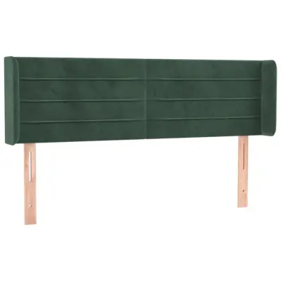 vidaXL Vzglavje z ušesi temno zeleno 147x16x78/88 cm žamet