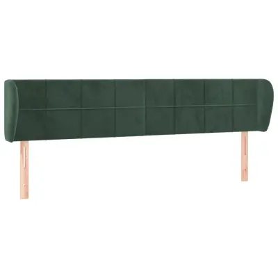 vidaXL Vzglavje z ušesi temno zeleno 163x23x78/88 cm žamet