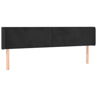 vidaXL Vzglavje z ušesi črno 183x16x78/88 cm žamet
