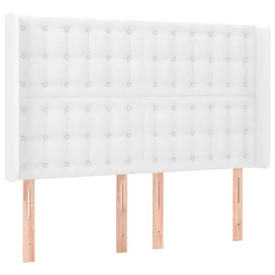 vidaXL Vzglavje z ušesi belo 147x16x118/128 cm umetno usnje