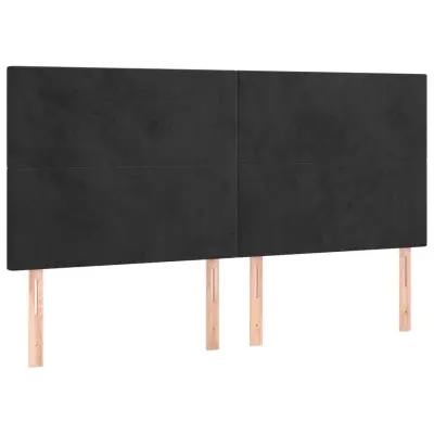 vidaXL Posteljno vzglavje 4 kosa črn 80x5x78/88 cm žamet