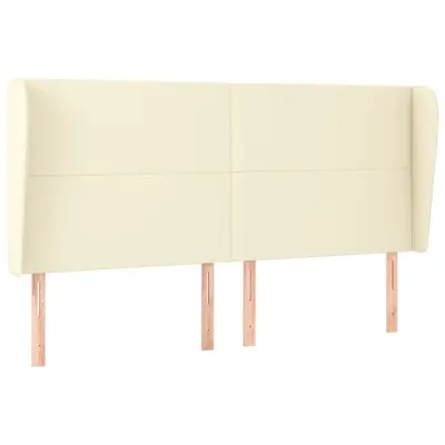 vidaXL Vzglavje z ušesi krem 203x23x118/128 cm umetno usnje