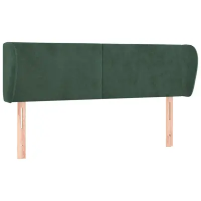 vidaXL Vzglavje z ušesi temno zeleno 147x23x78/88 cm žamet