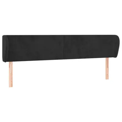 vidaXL Vzglavje z ušesi črno 163x23x78/88 cm žamet