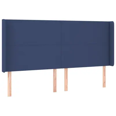 vidaXL Vzglavje z ušesi modro 183x16x118/128 cm blago