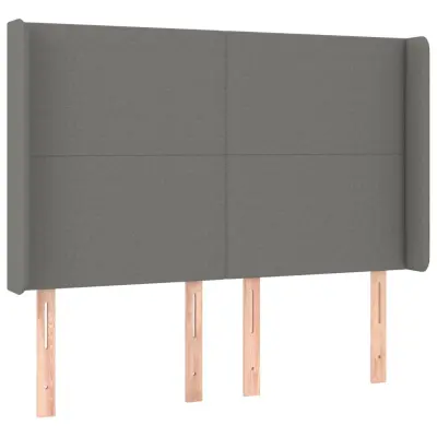 vidaXL Vzglavje z ušesi temno sivo 147x16x118/128 cm blago