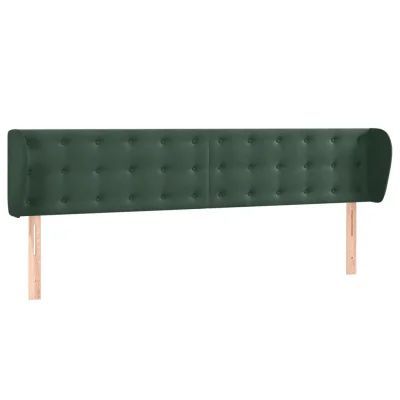 vidaXL Vzglavje z ušesi temno zeleno 183x23x78/88 cm žamet