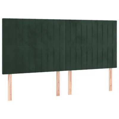 vidaXL Posteljno vzglavje 4 kosa temno zelen 100x5x78/88 cm žamet