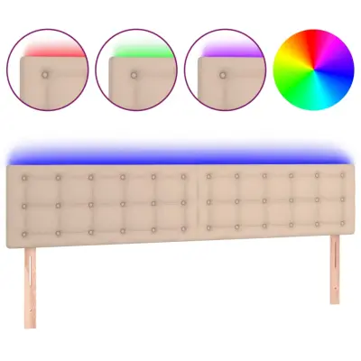 vidaXL LED posteljno vzglavje kapučino 200x5x78/88 cm umetno usnje
