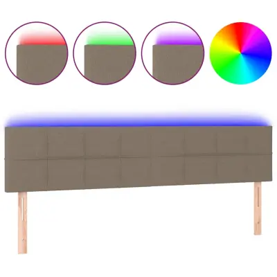 vidaXL LED posteljno vzglavje taupe 160x5x78/88 cm blago