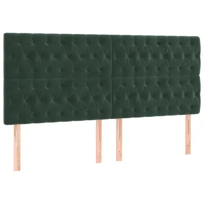 vidaXL Posteljno vzglavje 4 kosa temno zelen 100x7x78/88 cm žamet