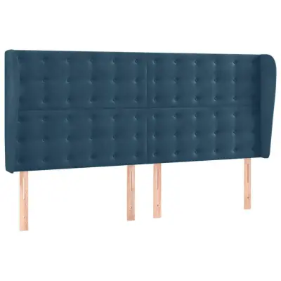 vidaXL Vzglavje z ušesi temno modra 163x23x118/128 cm žamet