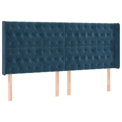 vidaXL Vzglavje z ušesi temno modro 183x16x118/128 cm žamet